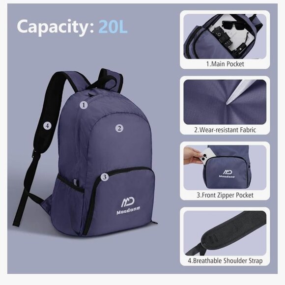 Ultra Lightweight Packable Backpack 20L grey - Picture 6 of 9